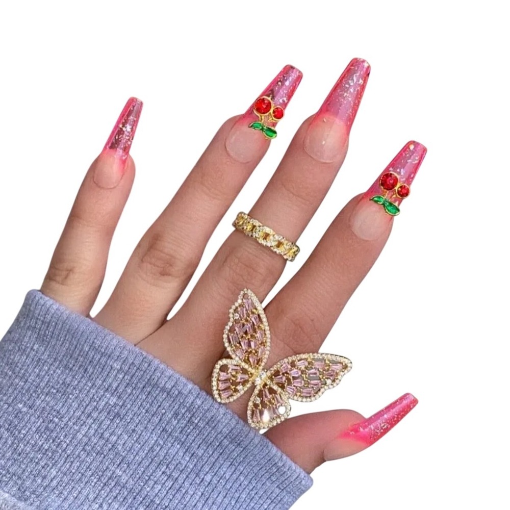 Adjustable Pink Crystal Butterfly Ring‎ – Sparkling Statement Jewelry
